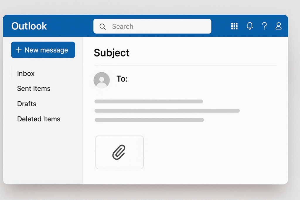 outlook attachment not showing in header